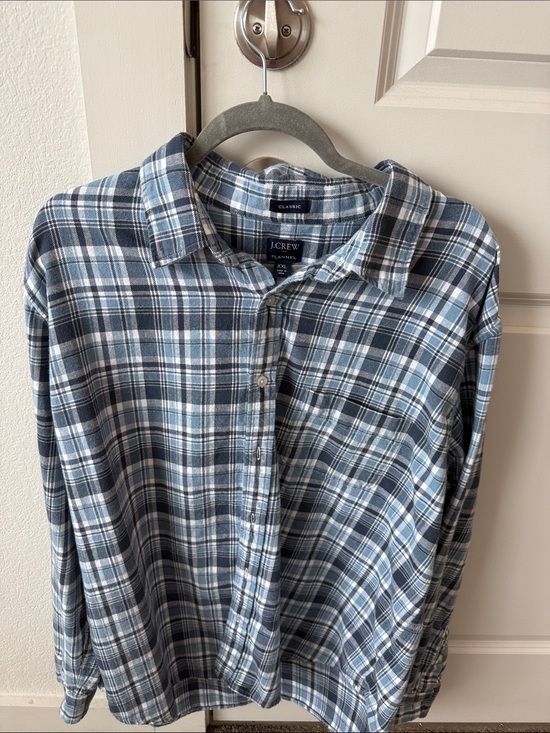 J. Crew Other - J. Crew Blue and White Plaid Flannel Button-Down Shirt 100% Cotton